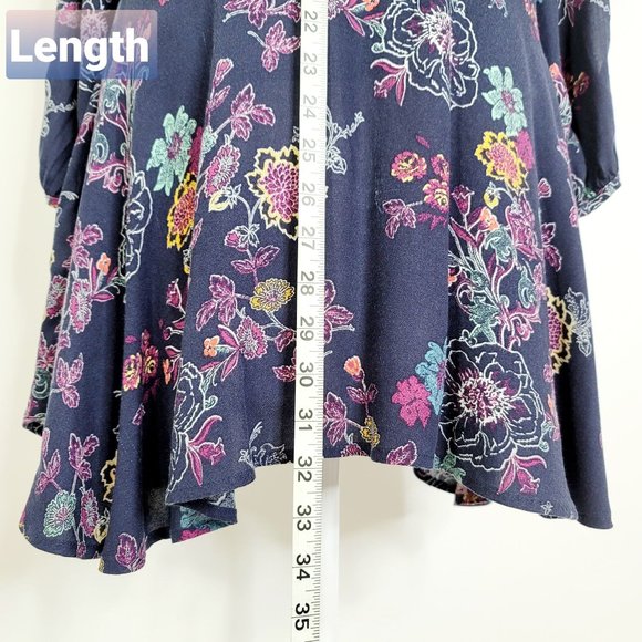 Xhiliration Blue Floral Long Sleeves Dress - Picture 9 of 14